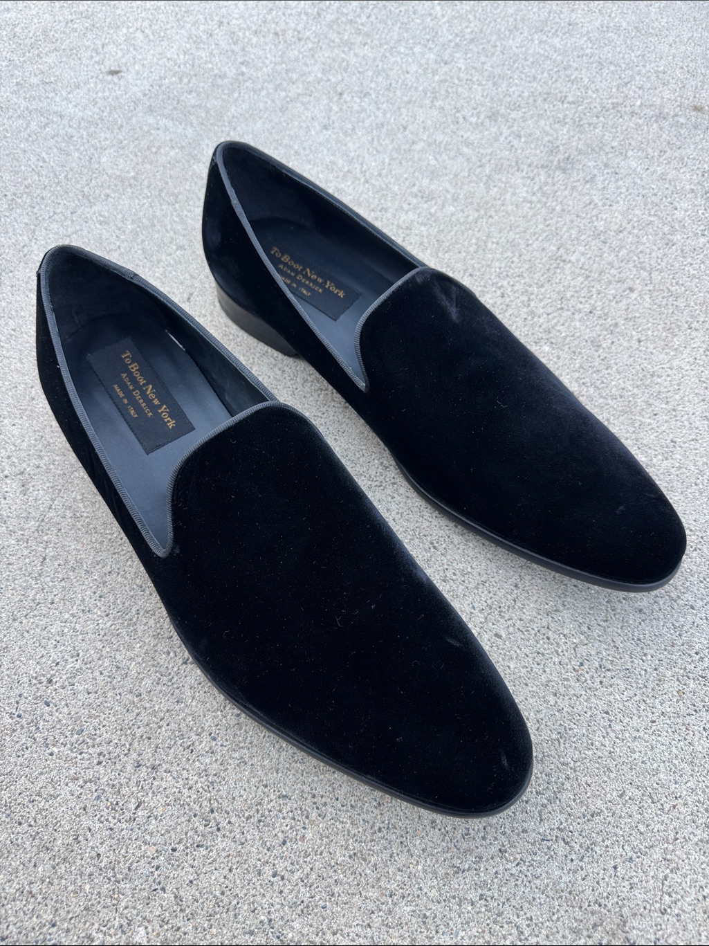 To Boot New York Adam Derrick Velvet Smoking Slippers Black Size 13